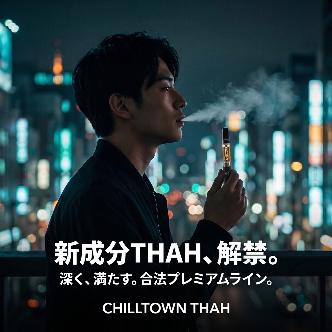 新成分THAH、解禁。深く、満たす。合法プレミアムライン。CHILLTOWN THAH